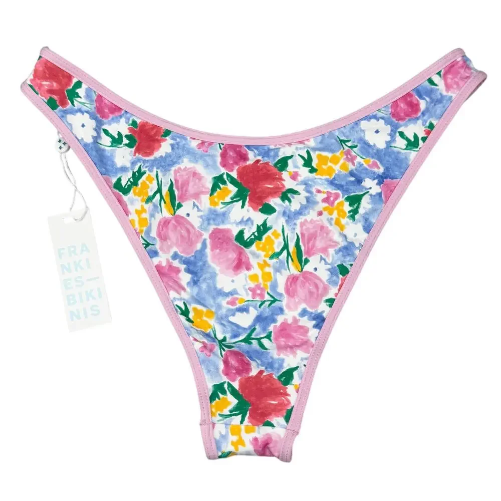NWT FRANKIE'S BIKINIS Dove Swim Bottom Size Large Painted Petals